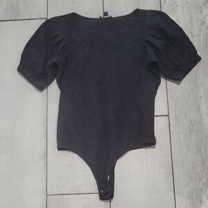 Express Black Bodysuit Top Bell Sleeves Size Med #37